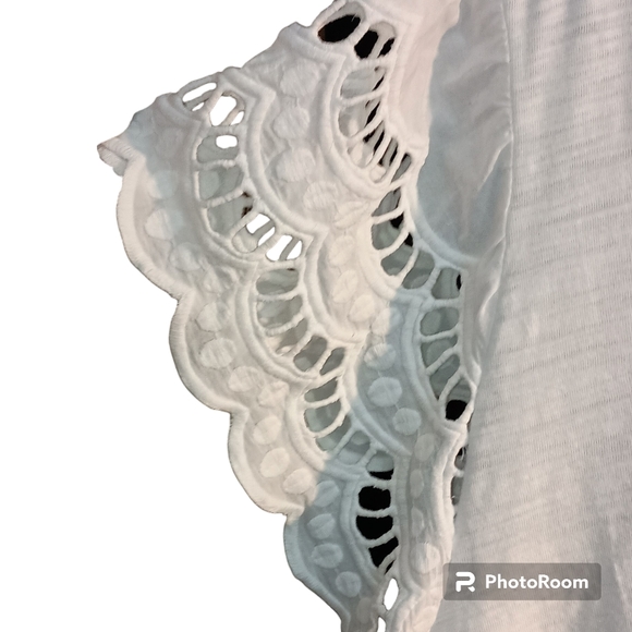 Maurices XL White Short Sleeve Blouse Top Lace Sleeves Knot‎ Front SKUW155 - Picture 6 of 10